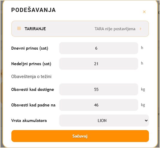 Podešavanja vage